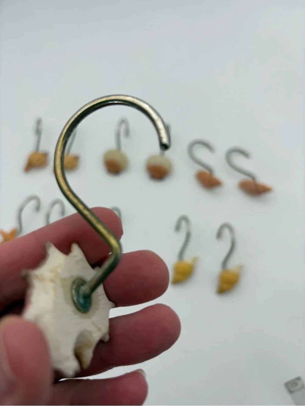 Vintage Seashell Shower Curtain Hooks - Assorted Beach Theme